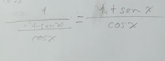 frac 1 (.7sin x)/cos x = (1+sin x)/cos x 