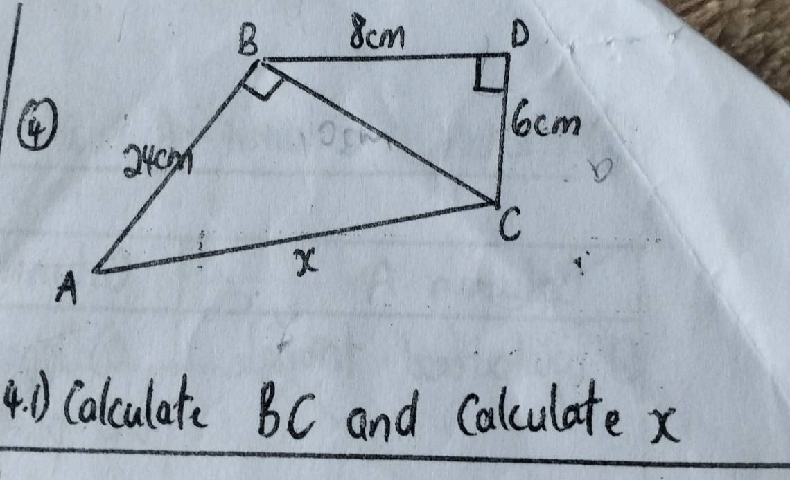 Calculate BC and Calculate x