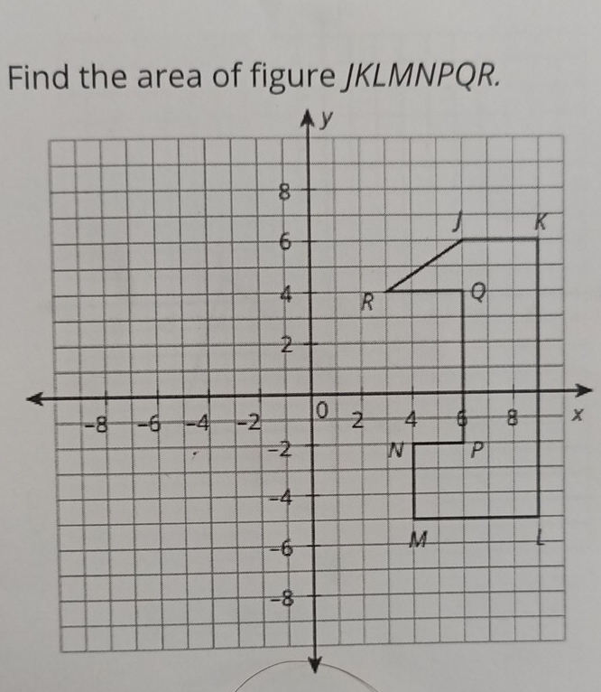 Find the area of figure JKLMNPQR.
x