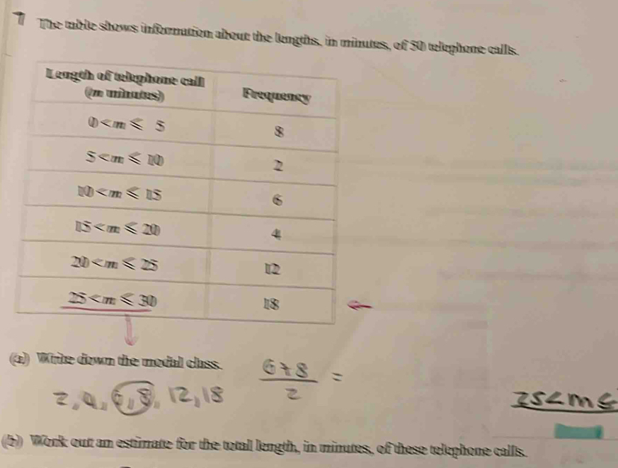 Solved: a The table shows information about the lengths, in minutes, of ...