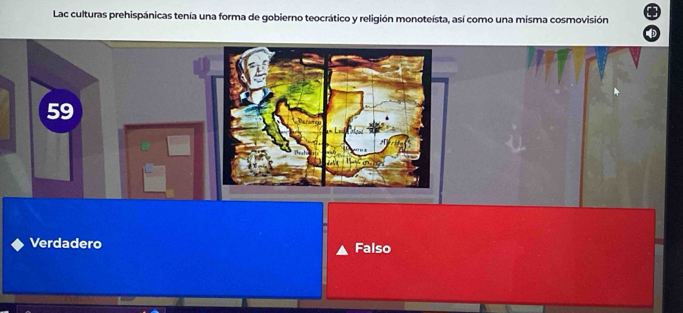 Lac culturas prehispánicas tenía una forma de gobierno teocrático y religión monoteísta, así como una misma cosmovisión
Verdadero Falso