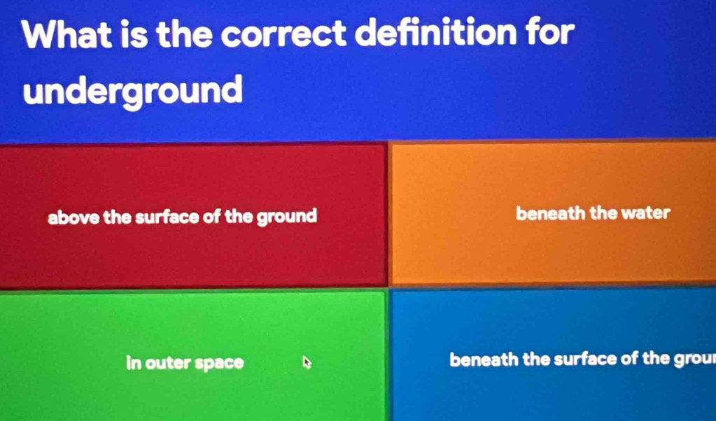 Solved: What is the correct definition for underground above the ...