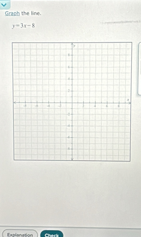 Graph the line.
y=3x-8
Explanation Check