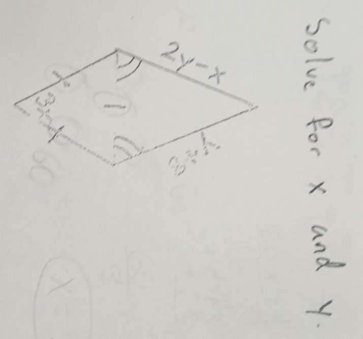 solve for x and y
90°
x=