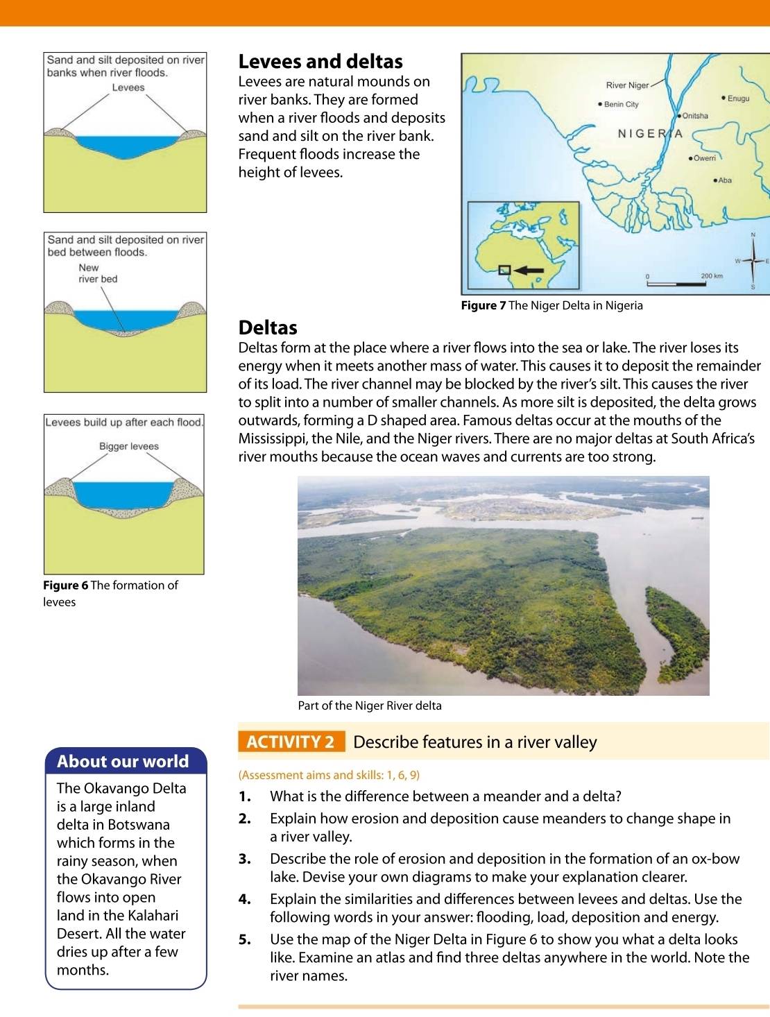 Solved: Sand and silt deposited on river Levees and deltas Levees are ...