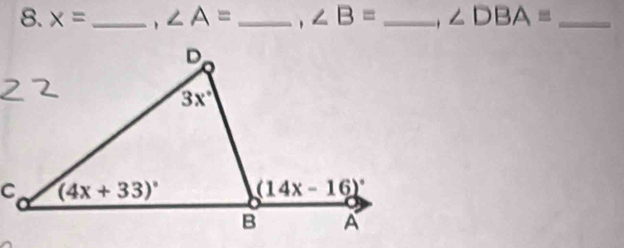 x= _、 ∠ A= _、 ∠ B= _ ∠ DBA= _