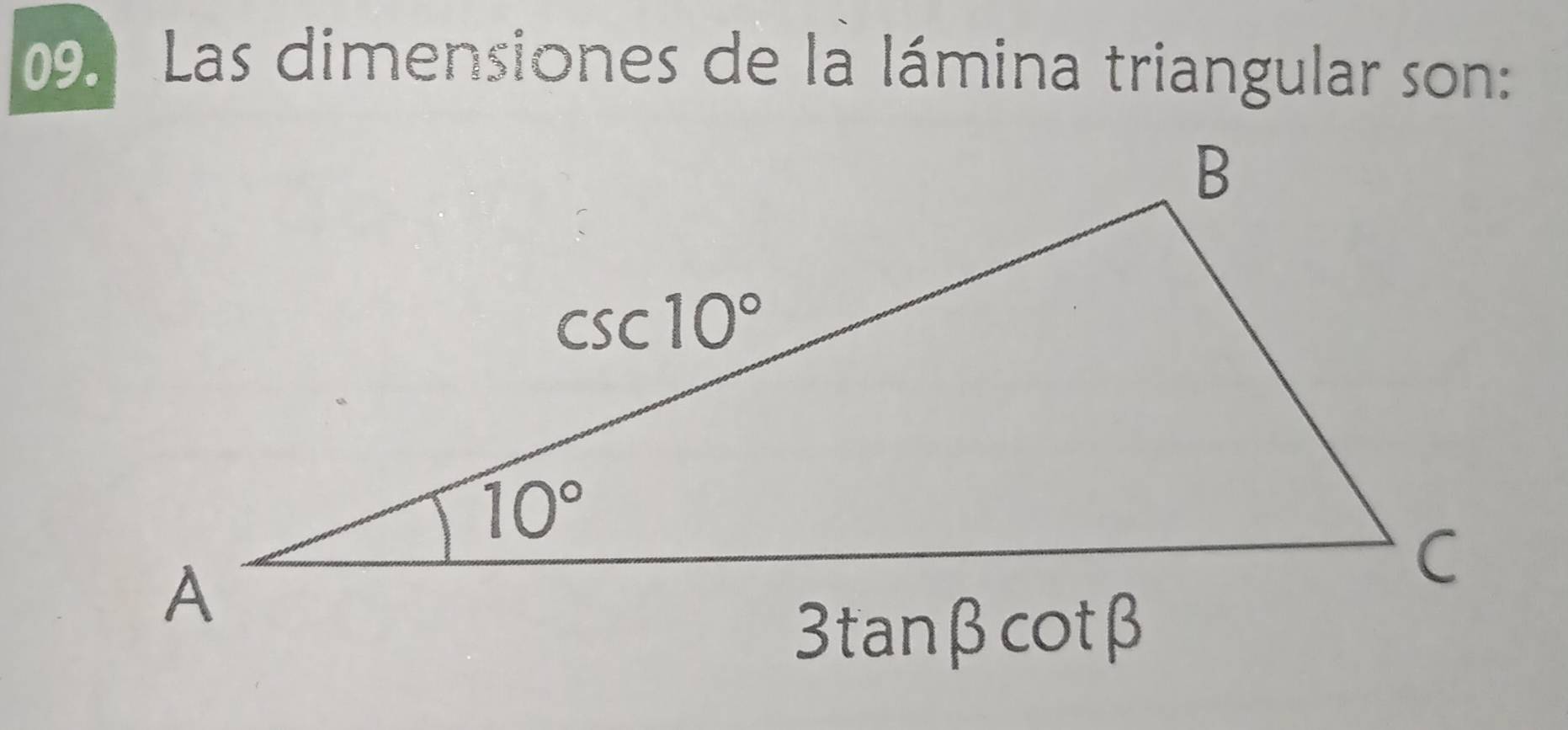 Las dimensiones de la lámina triangular son: