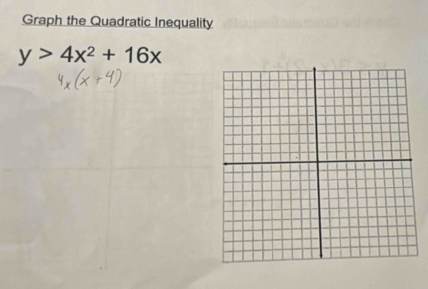 Graph the Quadratic Inequality
y>4x^2+16x