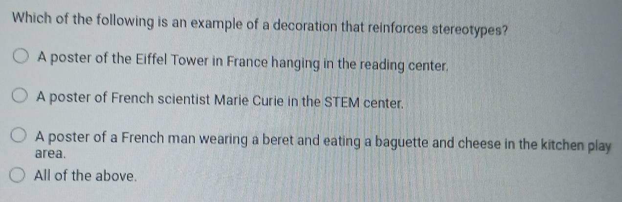 Solved: Which of the following is an example of a decoration that ...