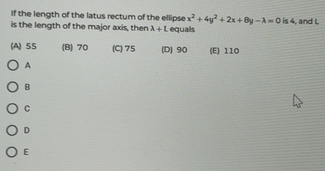 Solved: If the length of the latus rectum of the ellipse x^2+4y^2+2x+8y ...