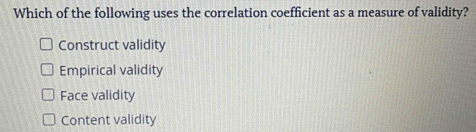 Solved: Which of the following uses the correlation coefficient as a ...
