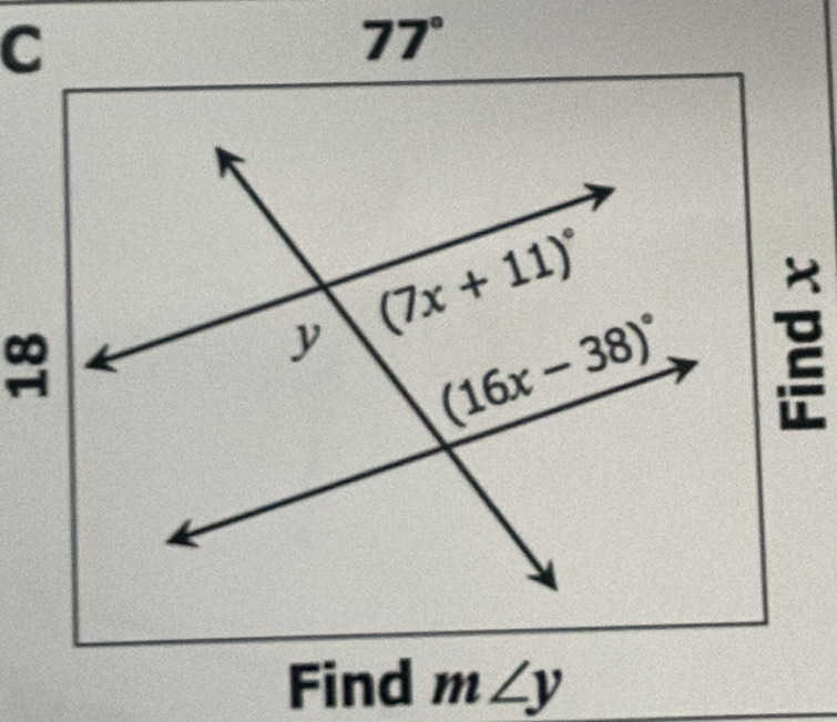 77°
Find m∠ y