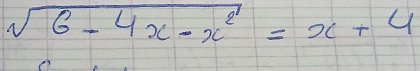 sqrt(6-4x-x^2)=x+4