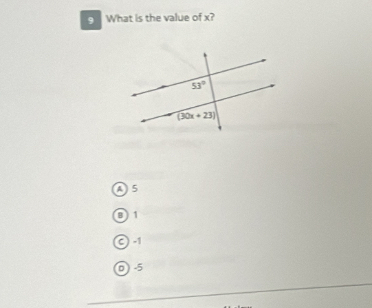 What is the value of x?
As
B)1
0-1
D -5