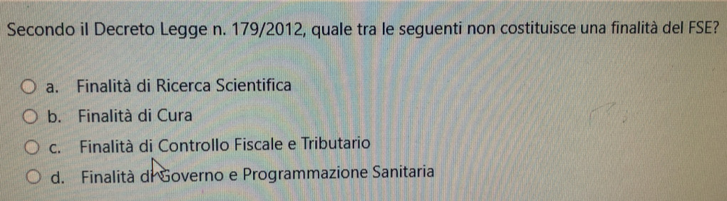 Risolto:Secondo il Decreto Legge n. 179/2012, quale tra le seguenti non ...