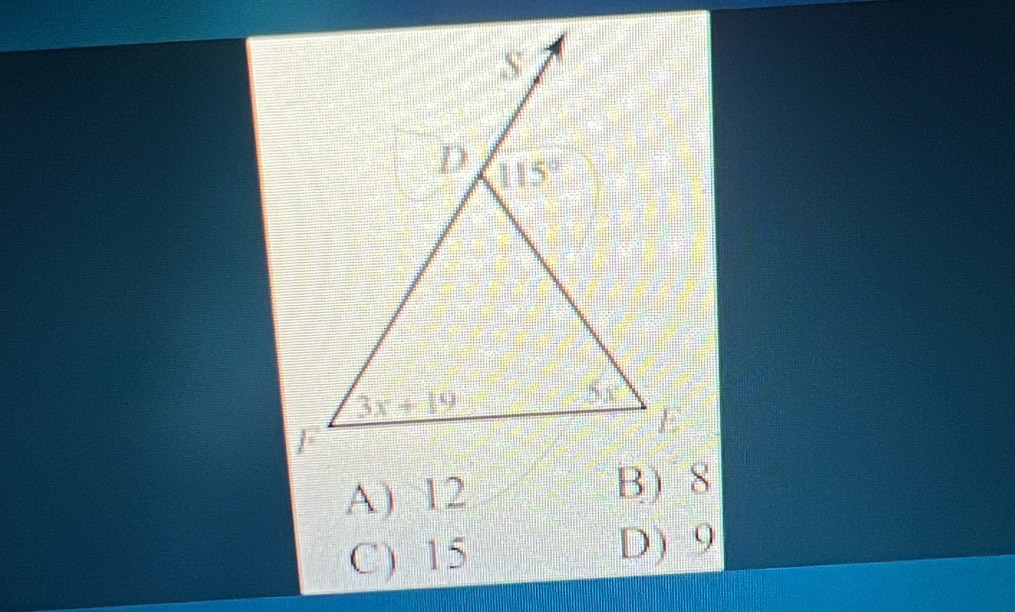 A) 12
C) 15 D) 9