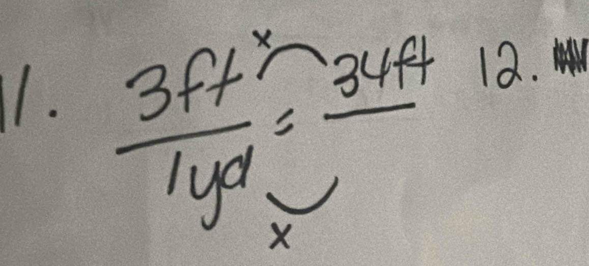  3ff/1yd =frac 34ft 12.