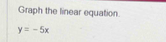 Graph the linear equation.
y=-5x