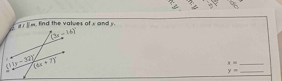 l||m , find the values of x and y.
_ x=
_ y=