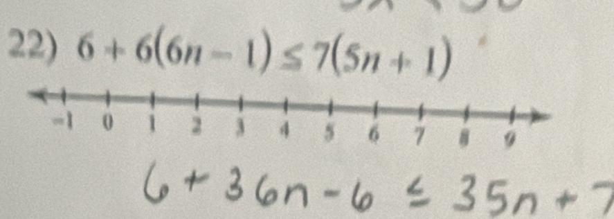 6+6(6n-1)≤ 7(5n+1)