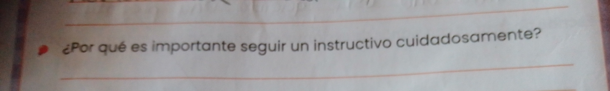 ¿Por qué es importante seguir un instructivo cuidadosamente? 
_