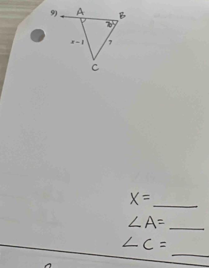 x=
∠ A= _
_
∠ C=