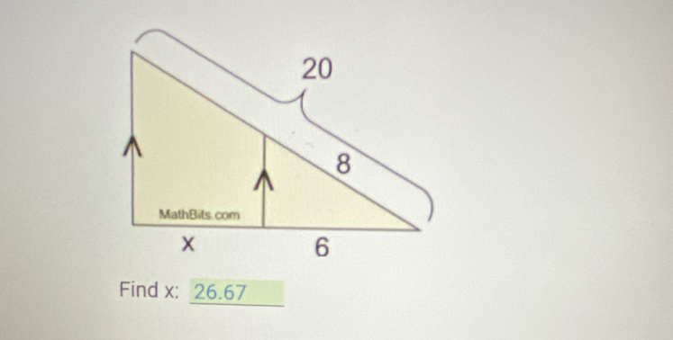 Find x : 26.67