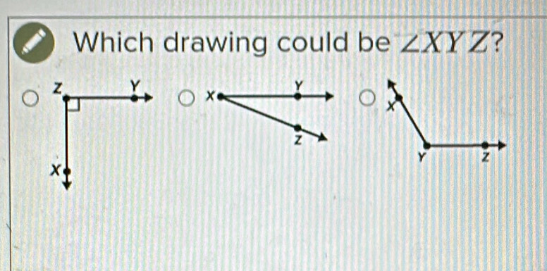 Which drawing could be ∠ XYZ ?