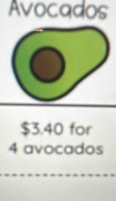 Avocados
$3.40 for
4 avocados