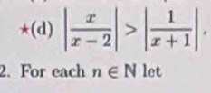 For each n∈ N let