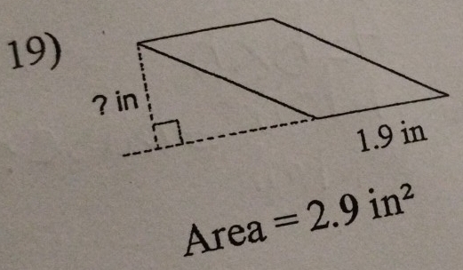 A 1 rea =2.9 in^2