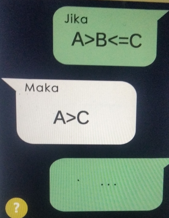 Jika
A>B
Maka
A>C
_