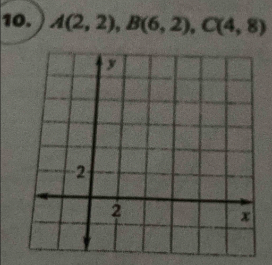 A(2,2), B(6,2), C(4,8)