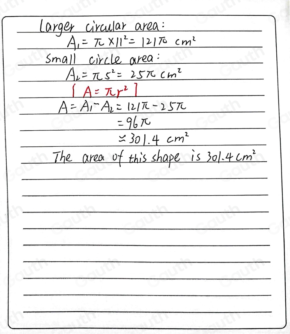 Solved: Jared has a circular piece of paper with a radius of 11 cm. He ...