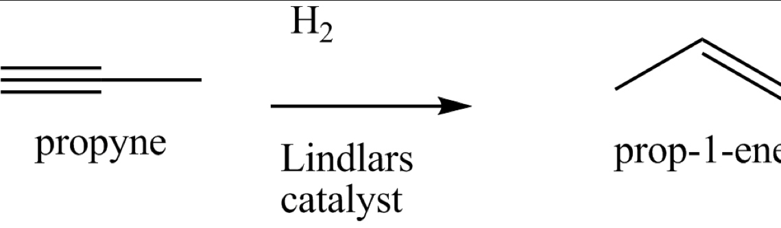 H_2
propyne prop-1-ene
Lindlars
catalyst