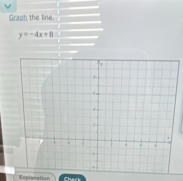 Graph the line.
y=-4x+8
Explanation Check