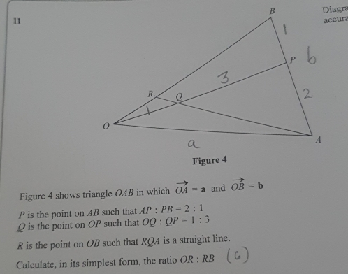 Solved: Figure 4 shows triangle OAB in which vector OA=a and vector OB ...
