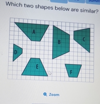 summ 
Which two shapes below are similar? 
Zoom