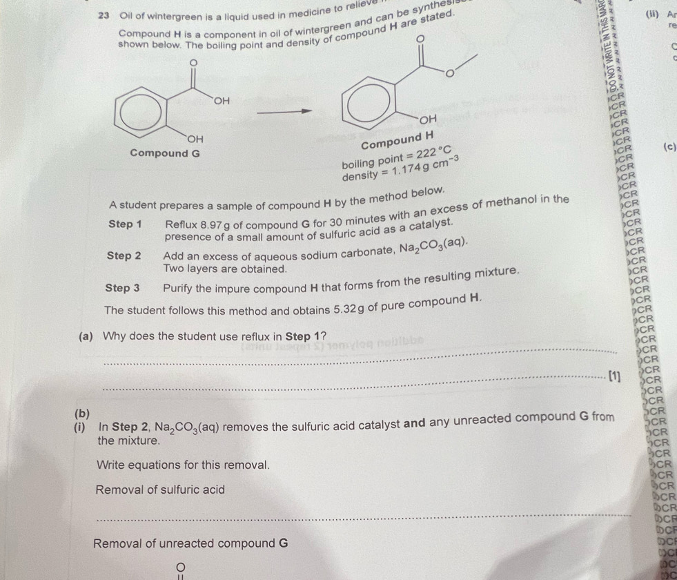 Solved: Oil of wintergreen is a liquid used in medicine to reliev (ii ...