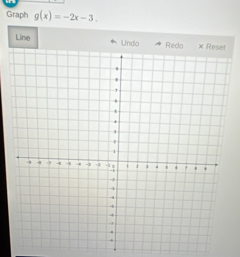 Graph g(x)=-2x-3. 
Line Undo