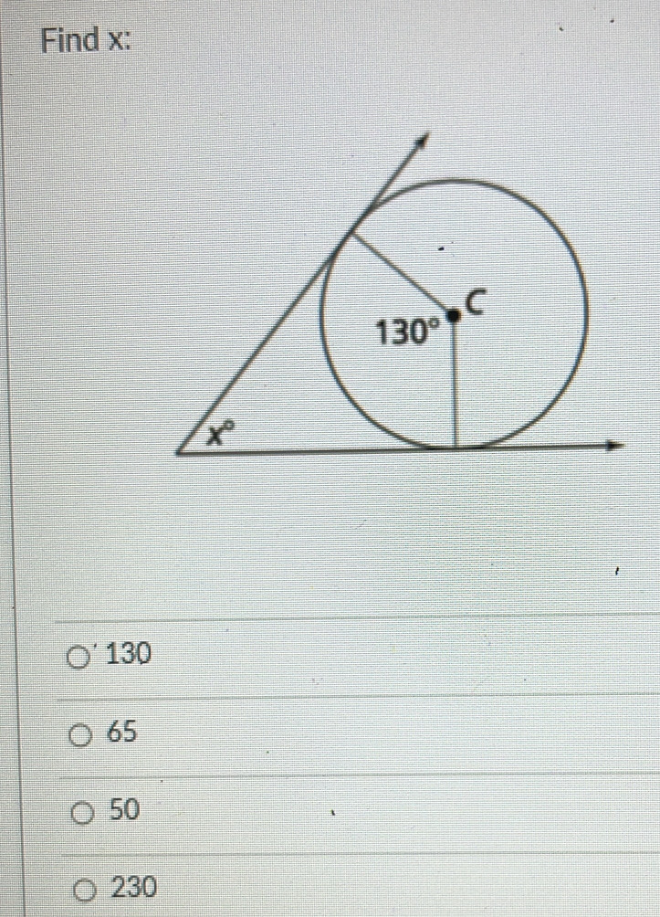 Find x:
130
65
50
230