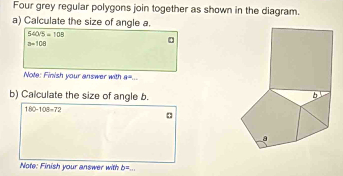 Solved: Four grey regular polygons join together as shown in the ...