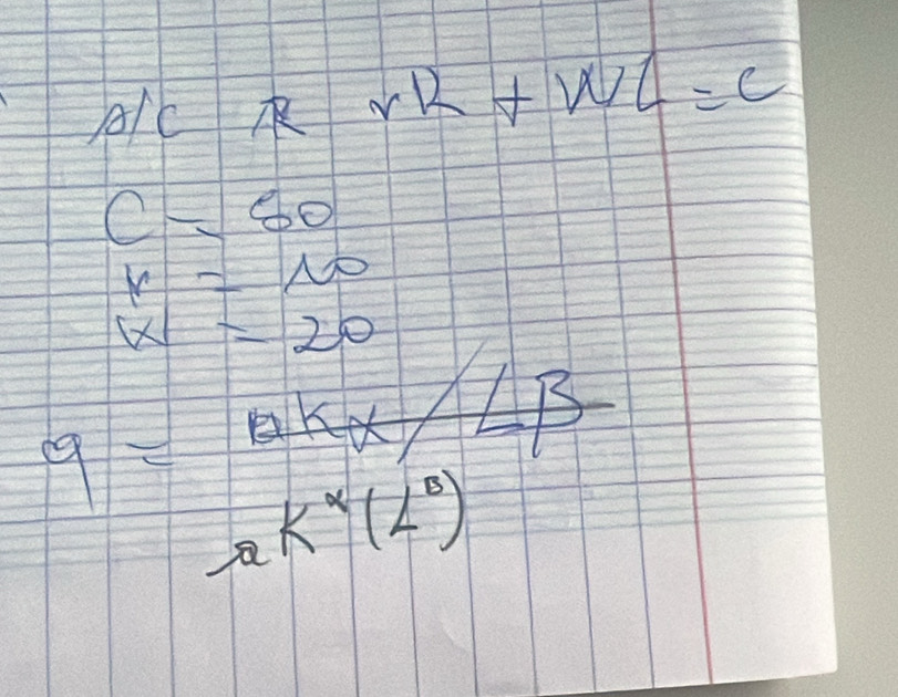 Ao/c R * R+WL=C
c=80
r=100
|x|=20
q=Ex/LB
ek^*(L^B)