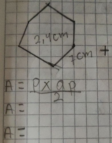 2, 9c
cm
A= (P* QP)/2 
A=
A=