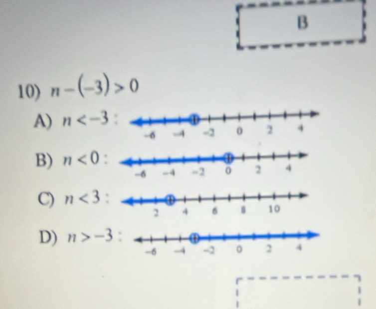 n-(-3)>0
A) n
B) n<0</tex> :
C) n<3</tex> :
D) n>-3