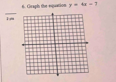 Graph the equation y=4x-7
_ 
2 pts