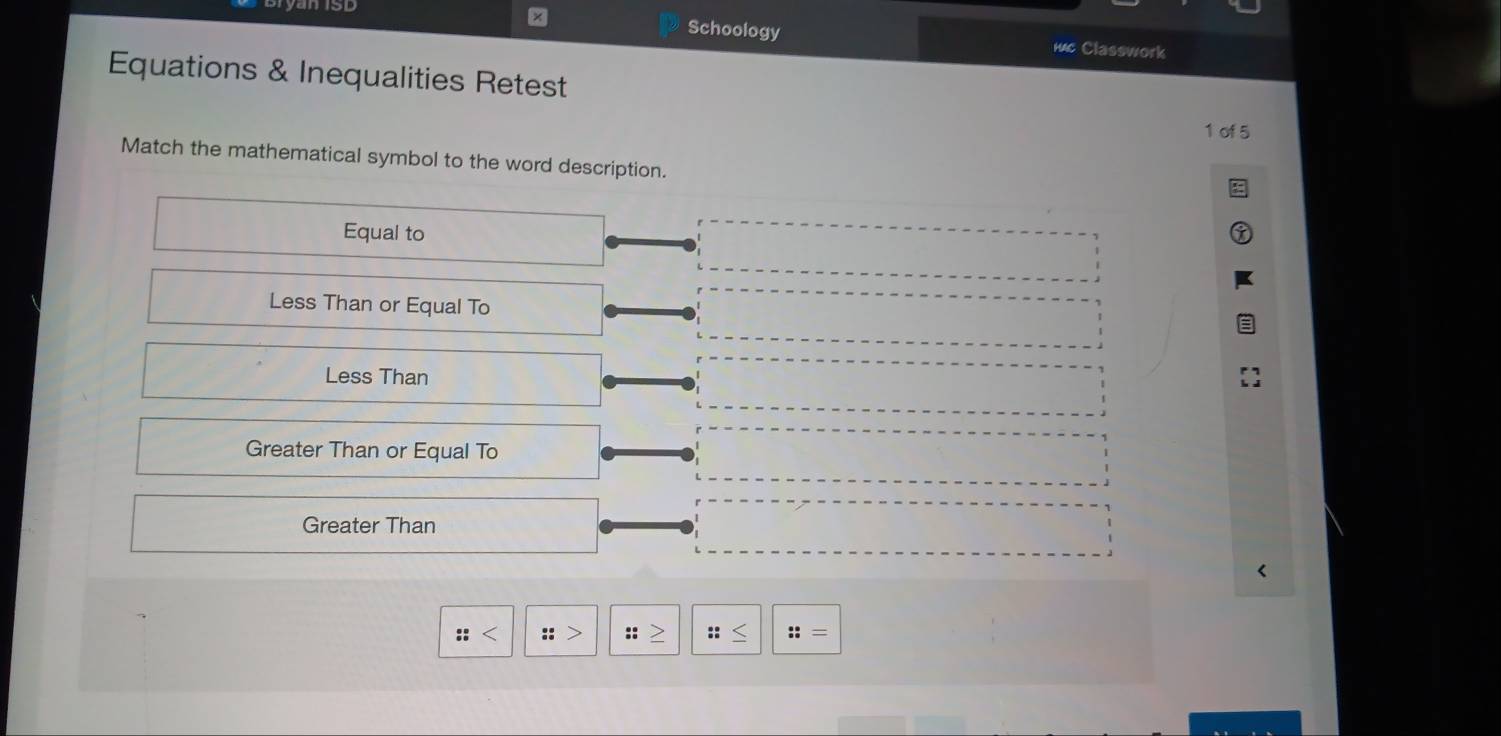 Solved: yan isD × Schoology 4c Classwork Equations & Inequalities ...