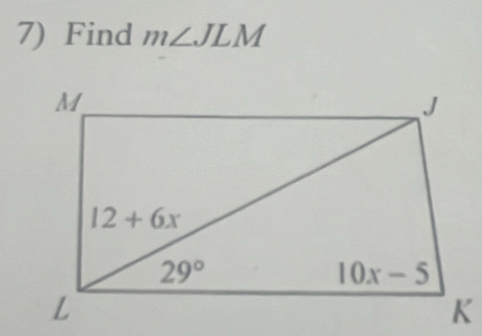 Find m∠ JLM