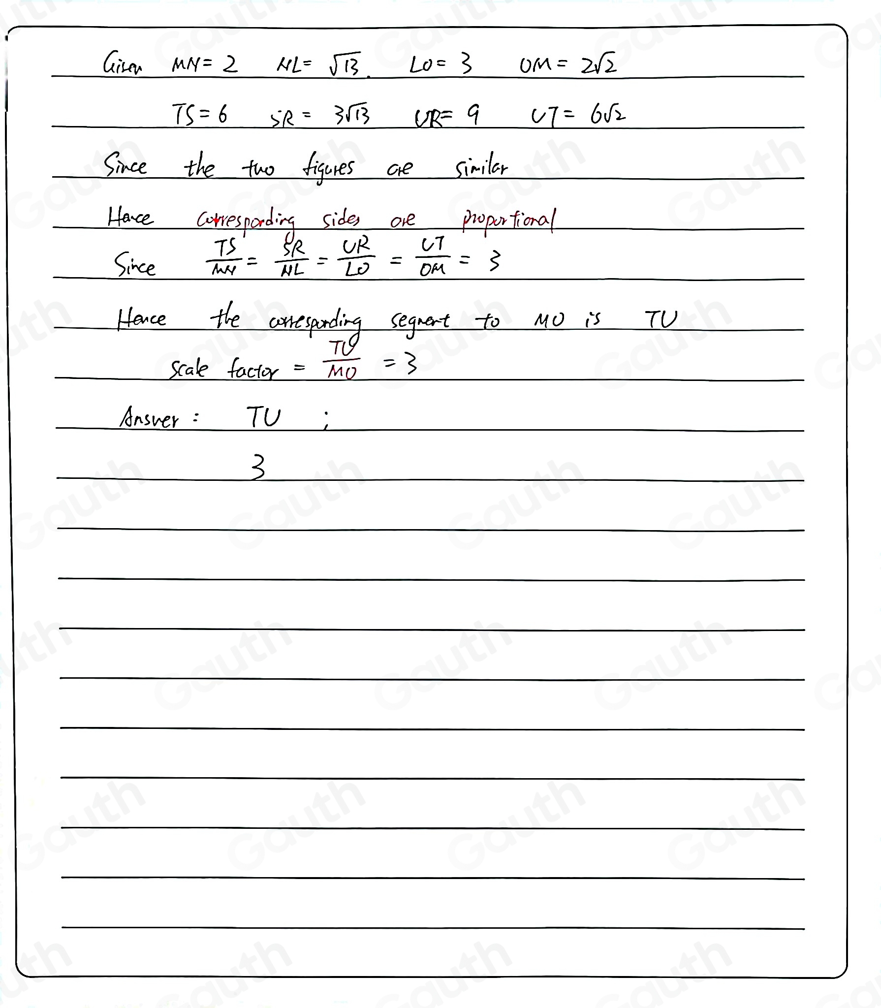 Solved: The figure on the right is a scaled copy of the figure on the ...