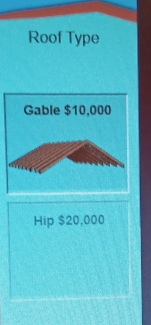 Roof Type 
Hip $20,000